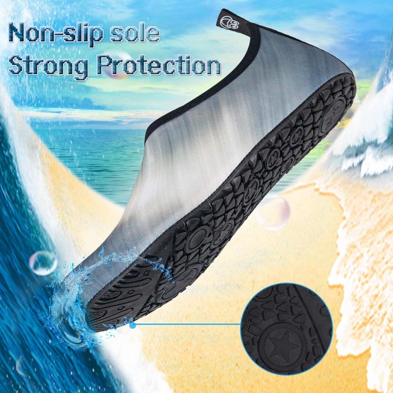 YALOX Water Shoes Women's Men's Outdoor Beach Swimming Aqua Socks Quick-Dry Barefoot Shoes Surfing Yoga Pool Exercise(JM-Grey,38/39EU) - Image 3